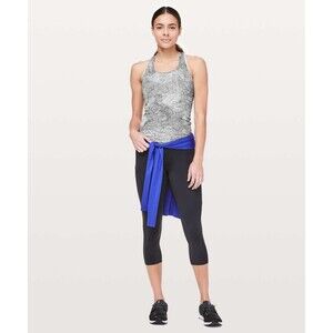 Lululemon Cool Racerback II Luon Spray Jacquard White Black SIZE  4 SMALL EUC